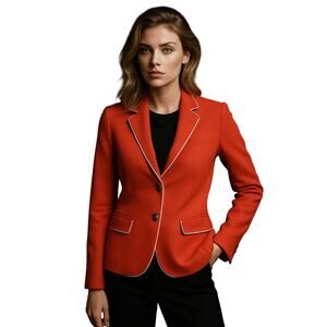 GAP Academy Lined‎ Blazer, Coral with white Trim Accents  Preppy Classic Blazer